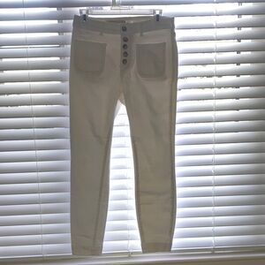 Pilcro Cream High-Rise Button-Front Skinny Jeans